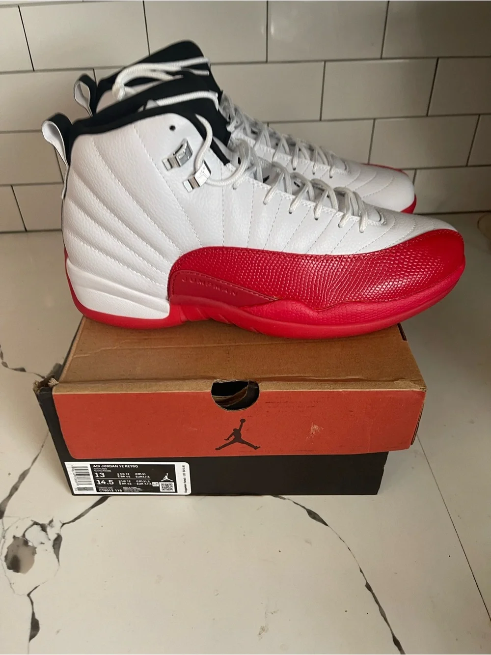 Men’s Retro 12 Cherry Size 13.